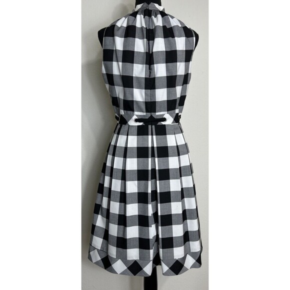 Anna Sui Black & White Gingham Fit & Flair Sleeveless Halter Dress Size 8 - Picture 5 of 9
